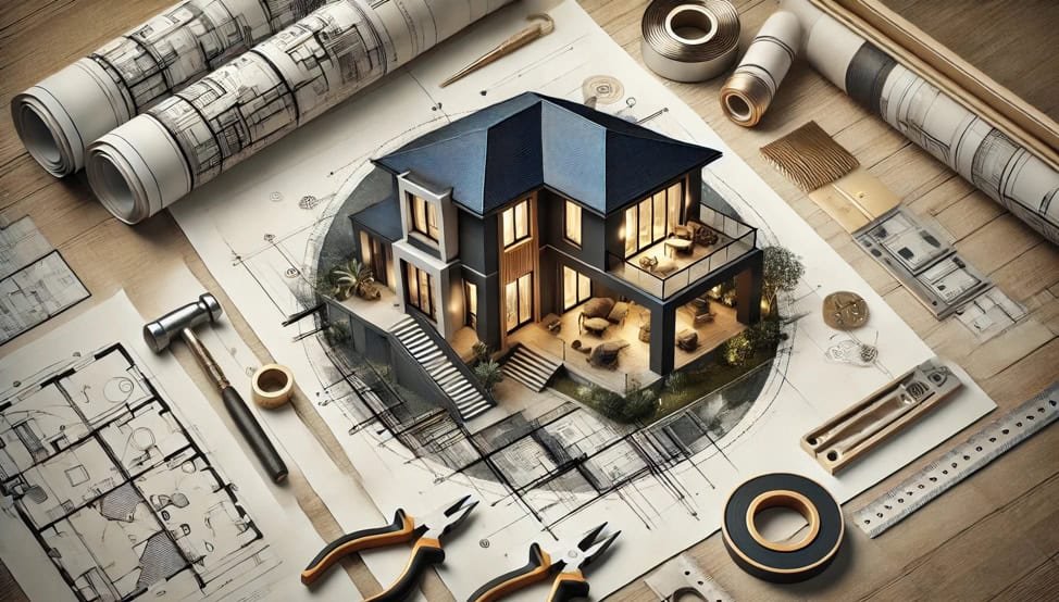 Illustrative custom home design for construction planning